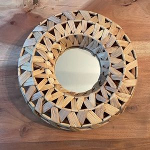 Small Rattan Mirror Coastal Decor Boho Looks like Anthropologie or World Market